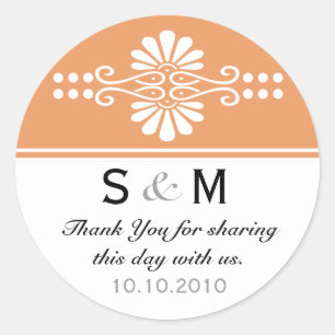 Adesivo Redondo Thank You Monogram Wedding Favor Labels