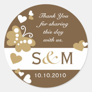 Adesivo Redondo Thank You Monogram Wedding Favor Labels