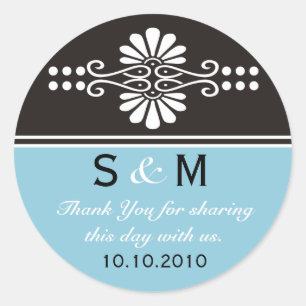 Adesivo Redondo Thank You Monogram Wedding Favor Labels