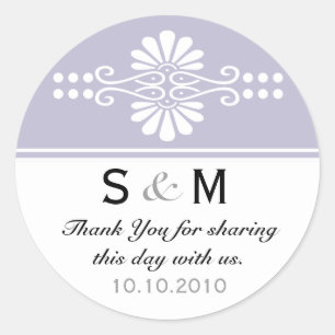 Adesivo Redondo Thank You Monogram Wedding Favor Labels