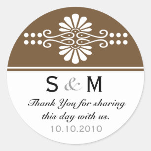 Adesivo Redondo Thank You Monogram Wedding Favor Labels