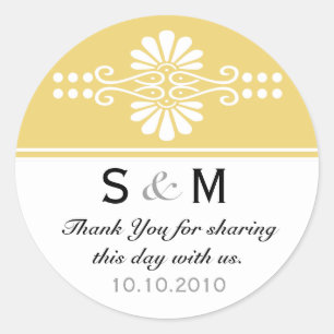 Adesivo Redondo Thank You Monogram Wedding Favor Labels