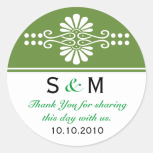 Adesivo Redondo Thank You Monogram Wedding Favor Labels