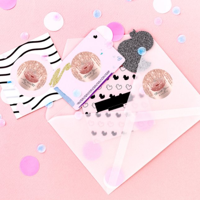 Adesivo Redondo Thank You Name 16th Bridal Rose Glossy Lips (Criador carregado)