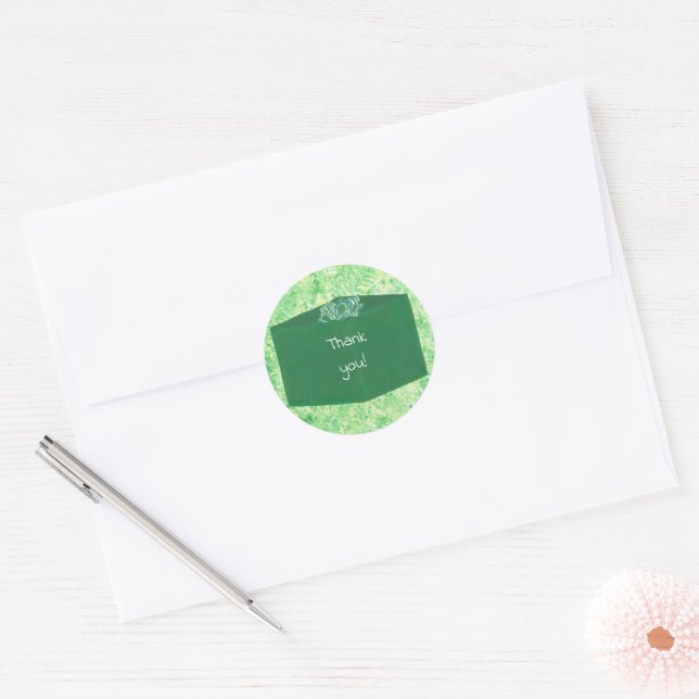 Adesivo Redondo Thank you on Green Christmas Present Stickers (Envelope)