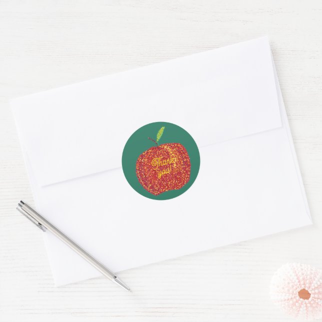 Adesivo Redondo Thank you on Pointillism Apple Stickers (Envelope)