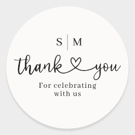 Adesivo Redondo Thank You Script Heart Wedding Round Sticker