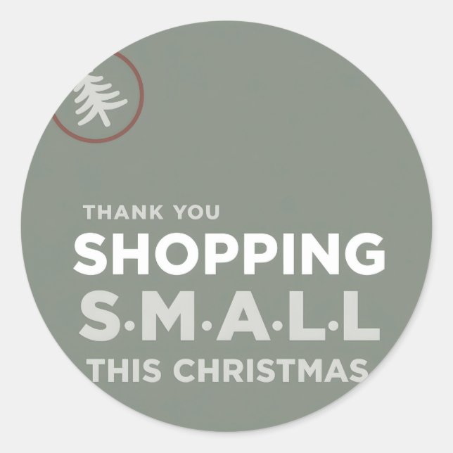 Adesivo Redondo Thank You Shopping Small This Christmas (Frente)