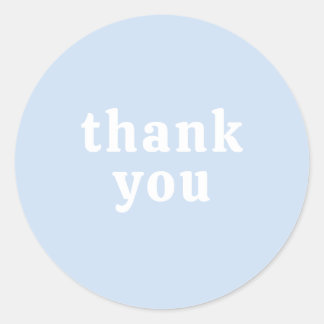 Adesivo Redondo Thank You Simple Retro Font Wedding Baby Blue