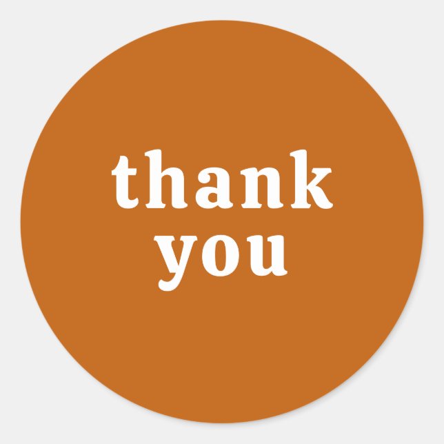 Adesivo Redondo Thank You Simple Retro Font Wedding Burnt Orange (Frente)
