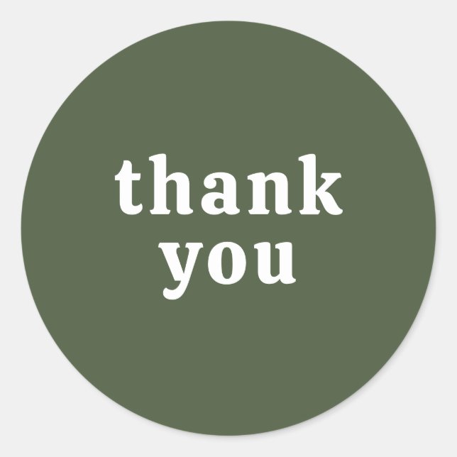 Adesivo Redondo Thank You Simple Retro Font Wedding Dark Green