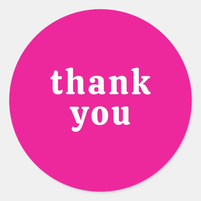 Adesivo Redondo Thank You Simple Retro Font Wedding Hot Pink (Frente)