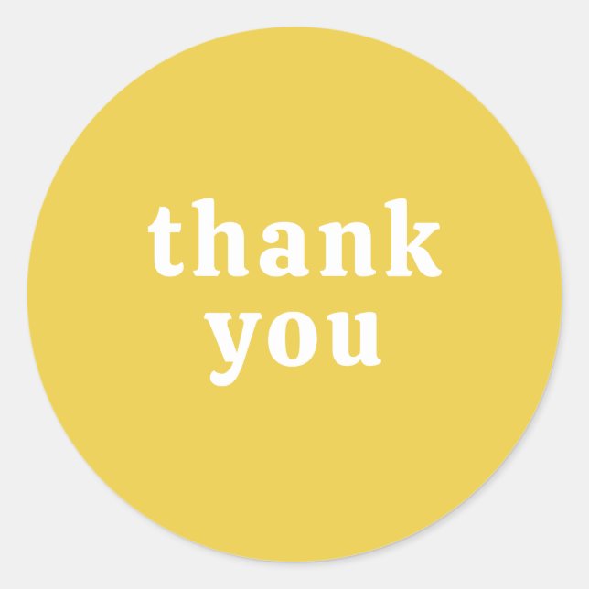 Adesivo Redondo Thank You Simple Retro Font Wedding Yellow Gold (Frente)