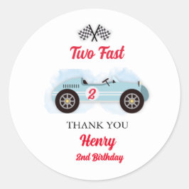 Adesivo Redondo Thank you Sticker, Birthday Too Fast, Vintage Race