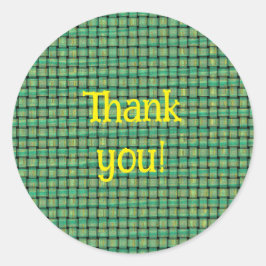 Adesivo Redondo Thank you stickers on green yellow weave pattern