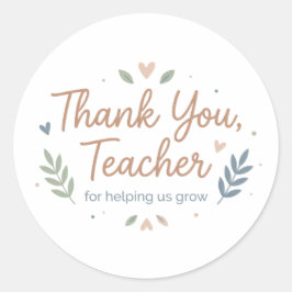 Adesivo Redondo Thank You Teacher for Helping Us Grow