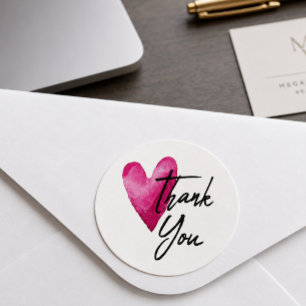 Adesivo Redondo Thank You Watercolor Heart