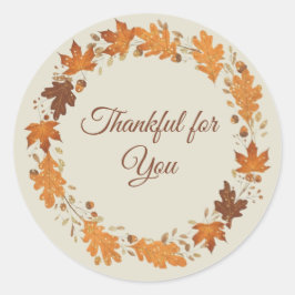 Adesivo Redondo Thankful for You Fall Thank You Cards