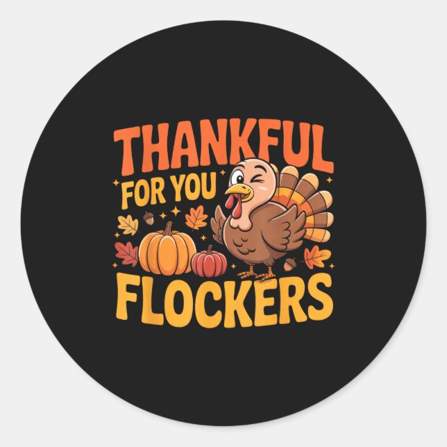 Adesivo Redondo Thankful For You Flockers  (Frente)