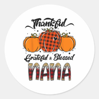 Adesivo Redondo Thankful Grateful Blessed Nana Plaid Thanksgiving