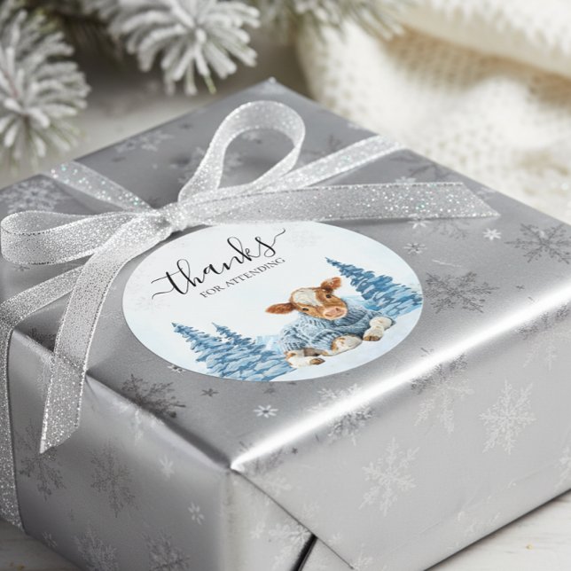 Adesivo Redondo Thanks Baby Cow Christmas Winter  (Criador carregado)