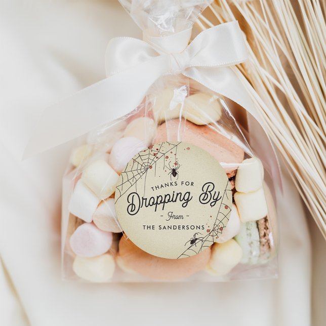 Adesivo Redondo Thanks For Dropping By Halloween Party Favor (Criador carregado)