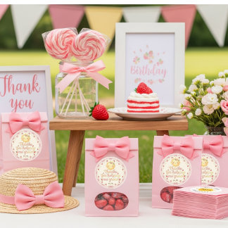 Adesivo Redondo Thanks for Helping Me Grow Garden party Strawberry