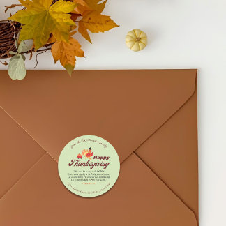 Adesivo Redondo Thanksgiving Bible Verse | Name & Address Envelope