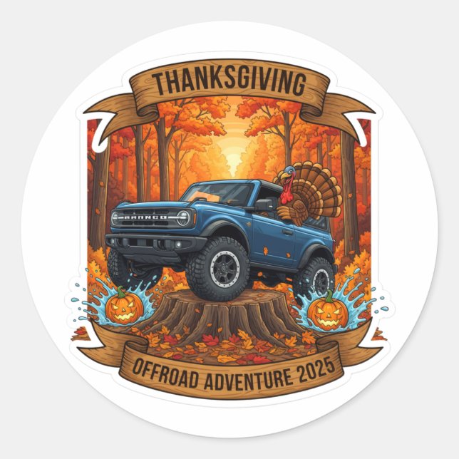 Adesivo Redondo Thanksgiving Offroad Adventure 2025 (Frente)