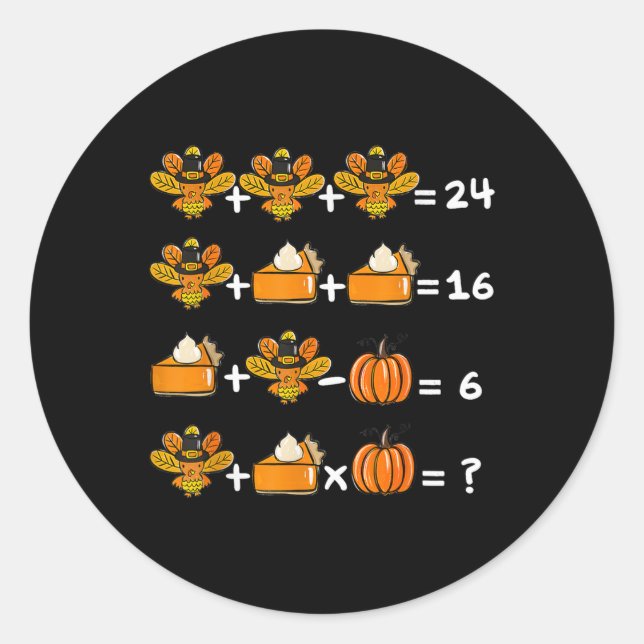 Adesivo Redondo Thanksgiving Order Of Operations Math Teacher Quiz (Frente)