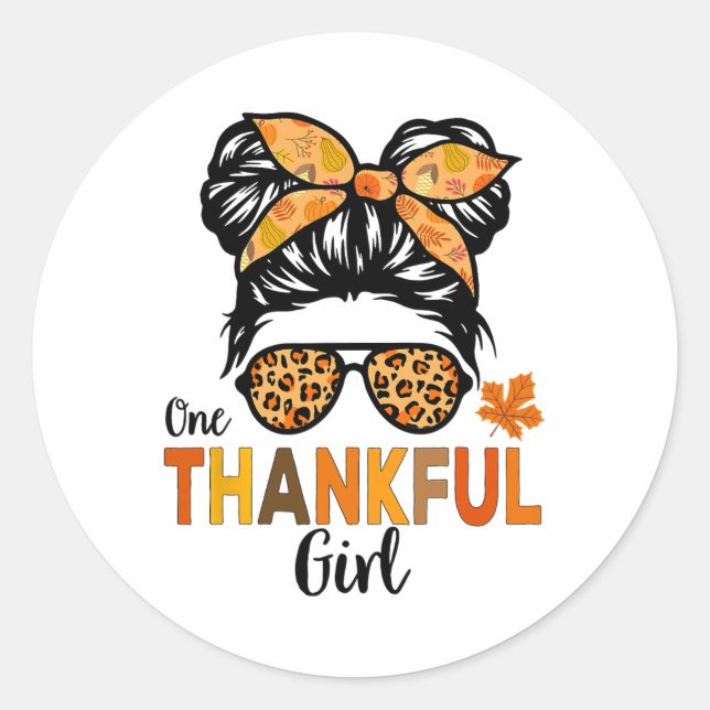 Adesivo Redondo Thanksgiving Shirts For Girls Kids Thankful Girl M (Frente)