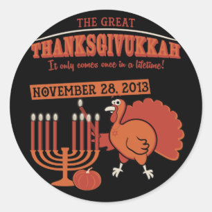 Adesivo Redondo 'Thanksgivukkah festivo