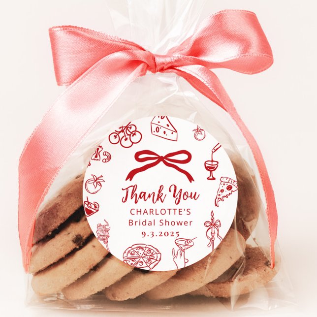 Adesivo Redondo That's Amore Hand Drawn Italian Bridal Shower (Criador carregado)