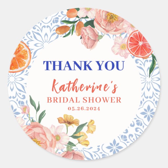 Adesivo Redondo Thats amore mediterranean citrus Bridal shower  (Frente)