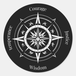Adesivo Redondo The 4 Stoic Virtues Compass