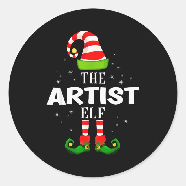 Adesivo Redondo The Artist Elf Christmas Pjs Matching Pajama  (Frente)