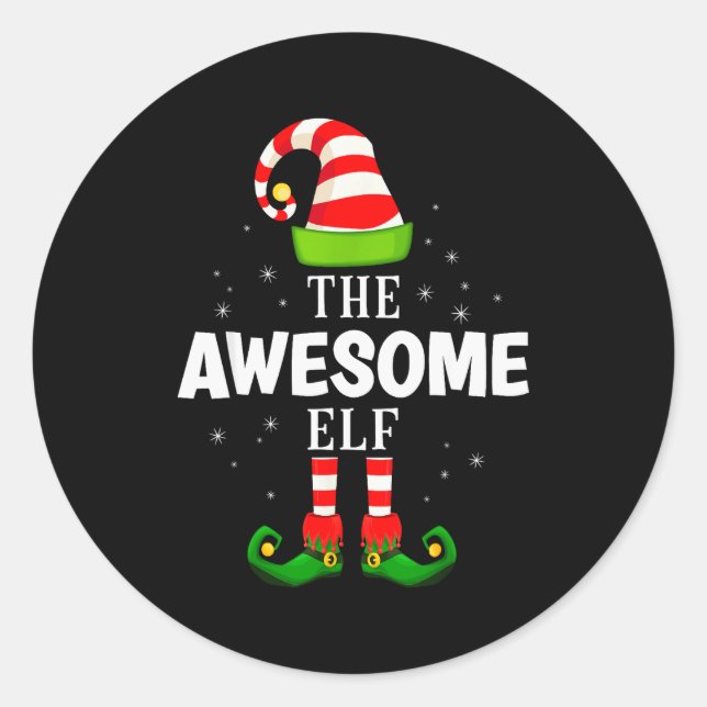 Adesivo Redondo The Awesome Elf Christmas Pjs Matching Pajama  (Frente)