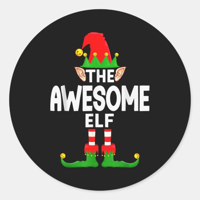 Adesivo Redondo The Awesome Elf Family Christmas Pajama Party  (Frente)