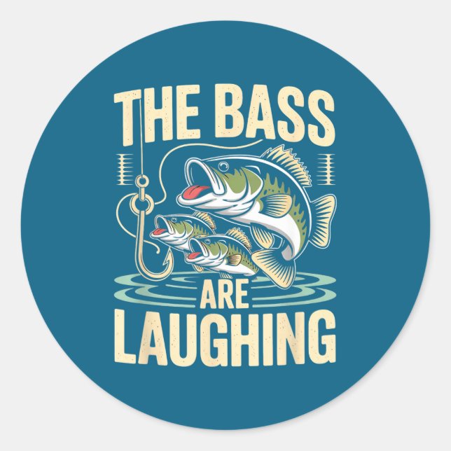 Adesivo Redondo The B Are Laughing Funny Fishing Design  (Frente)