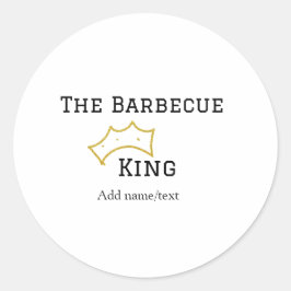 Adesivo Redondo The Barbecue king crownadd name text cooking best