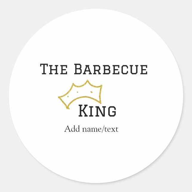 Adesivo Redondo The Barbecue king crownadd name text cooking best  (Frente)