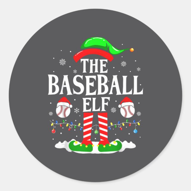 Adesivo Redondo The Baseball Elf Funny Christmas Srt Lovers Xmas E (Frente)