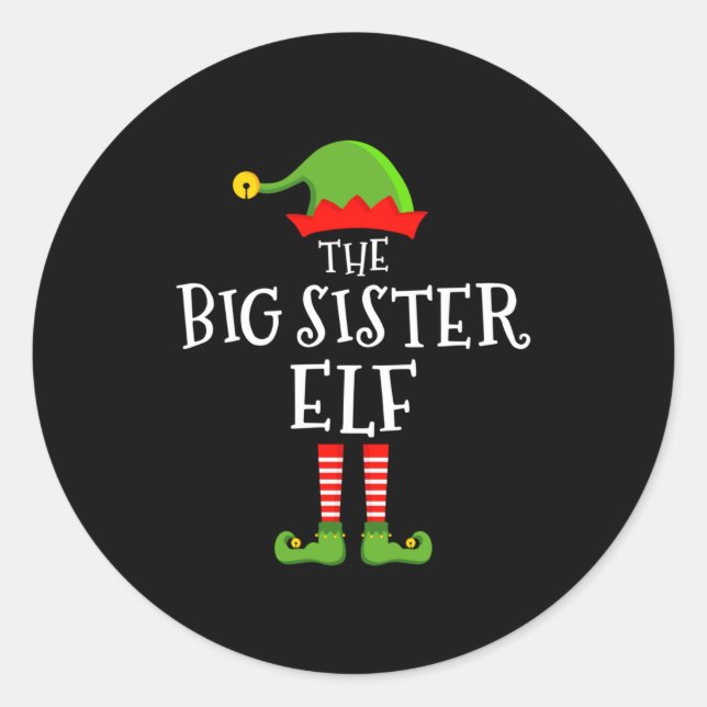 Adesivo Redondo The Big Sister Elf Funny Christmas Matching Family (Frente)