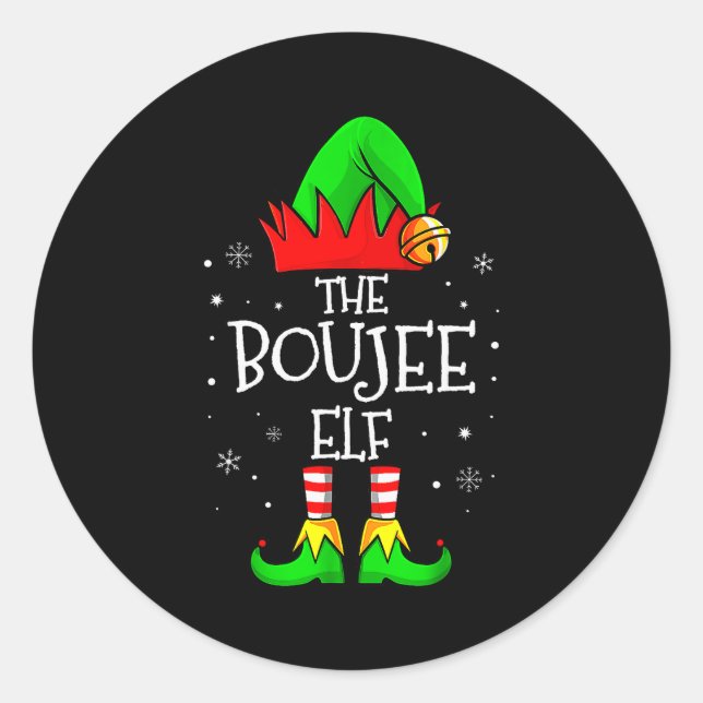 Adesivo Redondo The Boujee Elf Group Matching Family Christmas Xma (Frente)