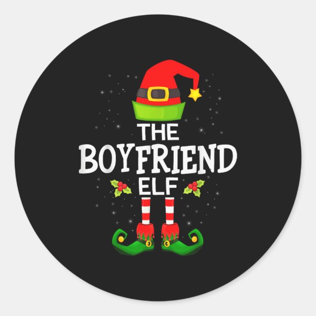 Adesivo Redondo The Boyfriend Elf Christmas Family Matching Pajama (Frente)