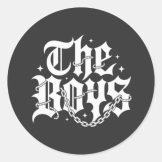 Adesivo Redondo The Boys Tipografia Gótica Cadeia Streetwear