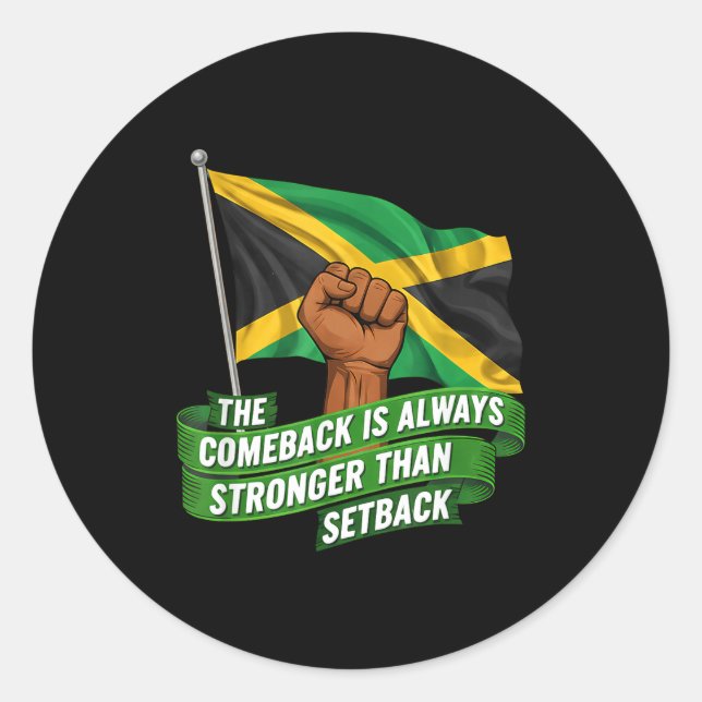 Adesivo Redondo The Comeback Is Always Stronger Jamaica Strong Fla (Frente)