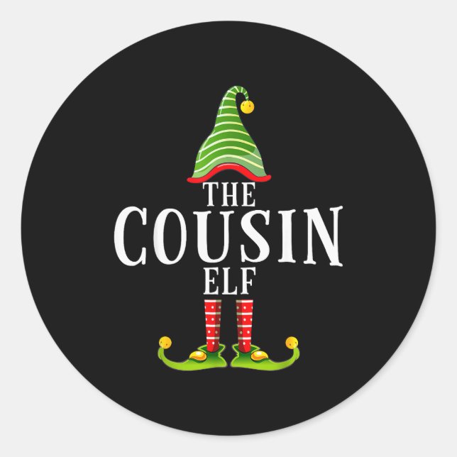Adesivo Redondo The Cousin Elf Funny Matching Pajama Xmas  (Frente)