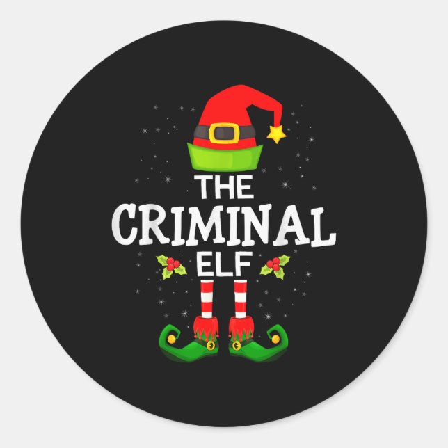 Adesivo Redondo The Criminal Elf Christmas Family Matching Pajama  (Frente)