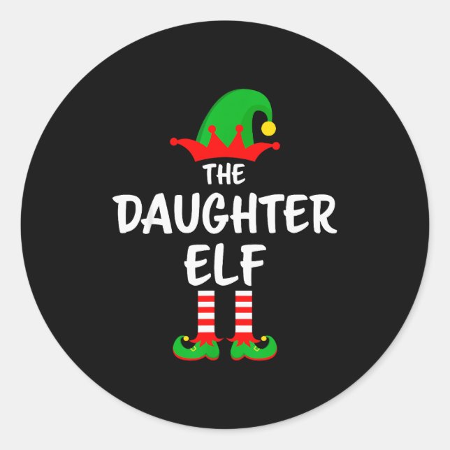 Adesivo Redondo The Daughter Elf Matching Family Christmas  (Frente)